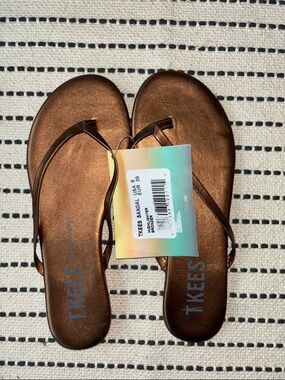 TKEES Metallic Bronze Flip Flops